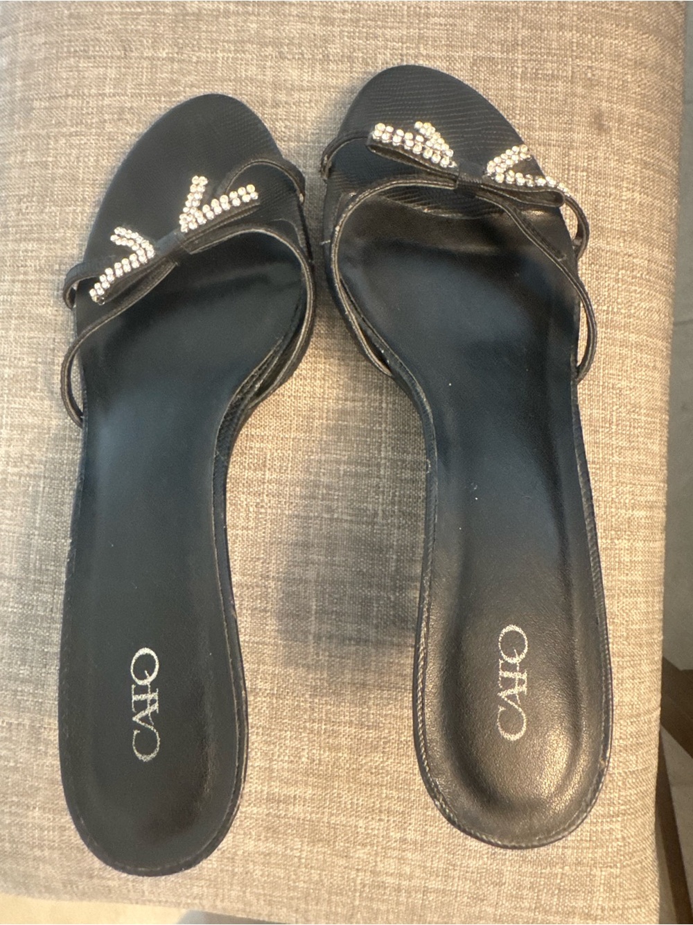Cato Black Embellished Women's Slide Sandals